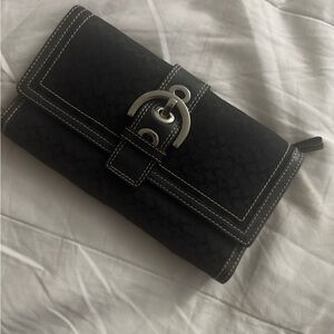 Coach Vintage Black Wallet with Silver Buckle